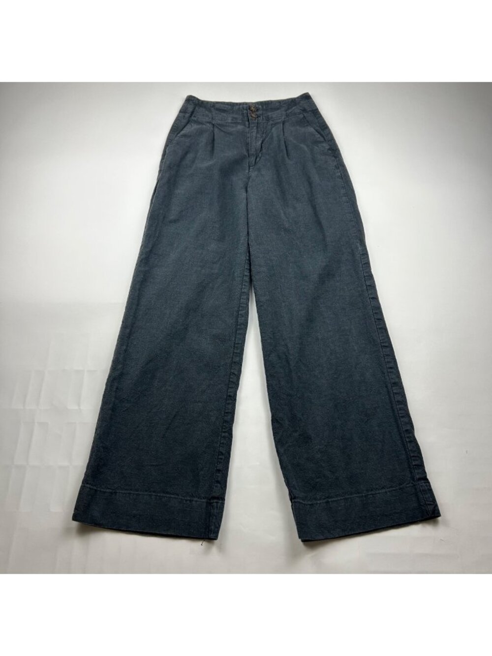 Marine Layer Washed Charcoal Hemp Blend Wide Leg Trouser 0